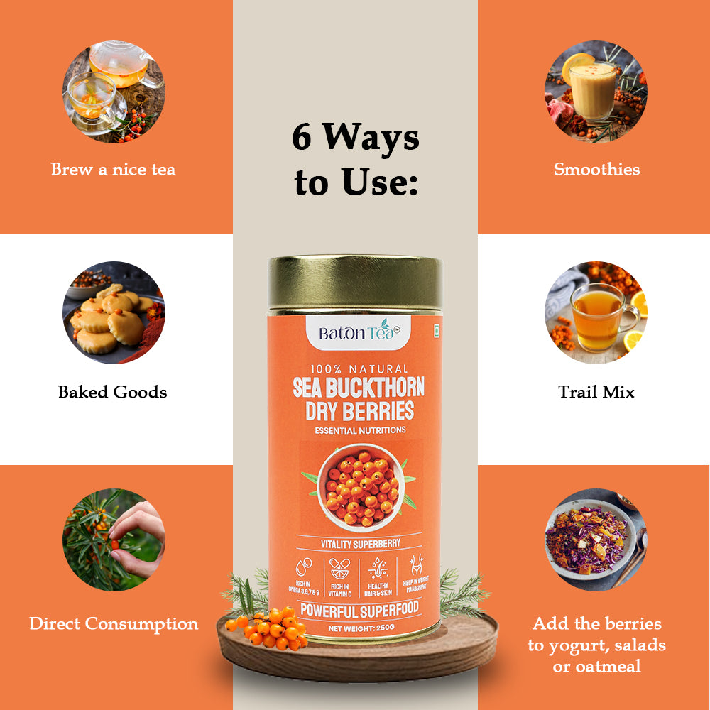 Sea Buckthorn Dry Berries | 100% Pure & Nutrient-Rich