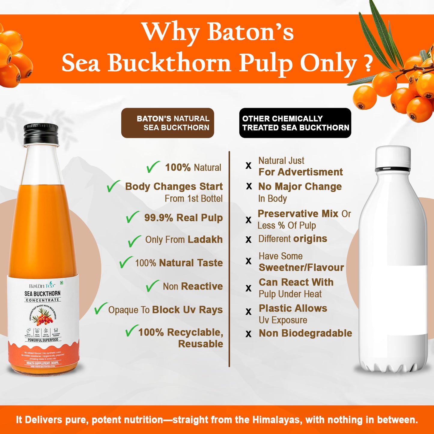 Sea Buckthorn Pulp Glass Bottle – 300ml | 100% Pure, Organic & Nutrient-Rich