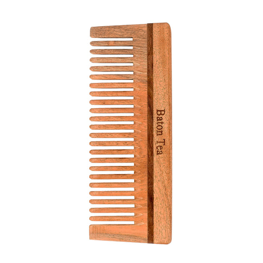 Baton 100% Pure Neem Wood Comb for Hair Growth & Dandruff Control | Anti-Static, Eco-Friendly & Gentle on Scalp | Ideal for Men & Women | Handmade Herbal Hair Comb