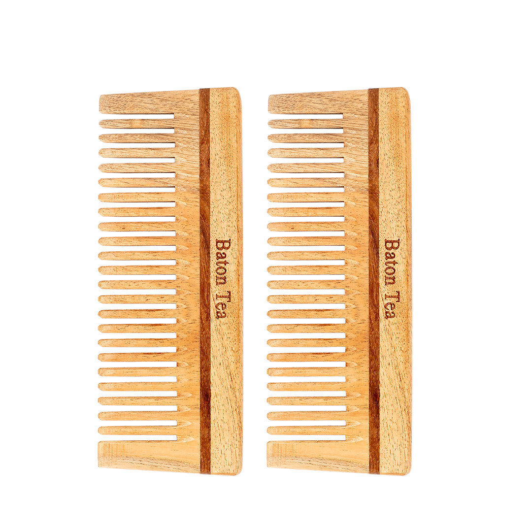 Baton 100% Pure Neem Wood Comb for Hair Growth & Dandruff Control | Anti-Static, Eco-Friendly & Gentle on Scalp | Ideal for Men & Women | Handmade Herbal Hair Comb