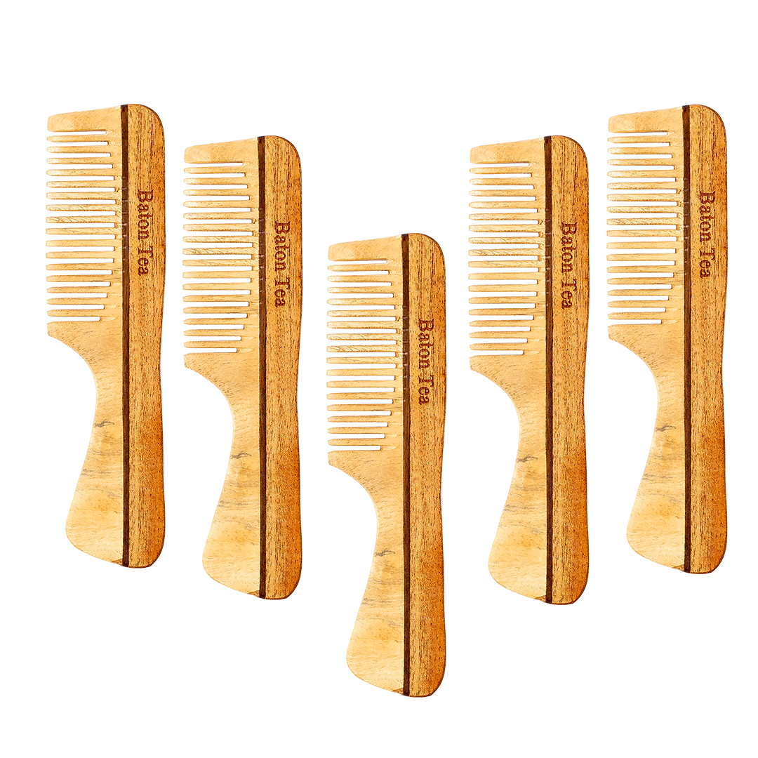 Baton 100% Pure Neem Wood Handel Comb for Hair Growth & Dandruff Control