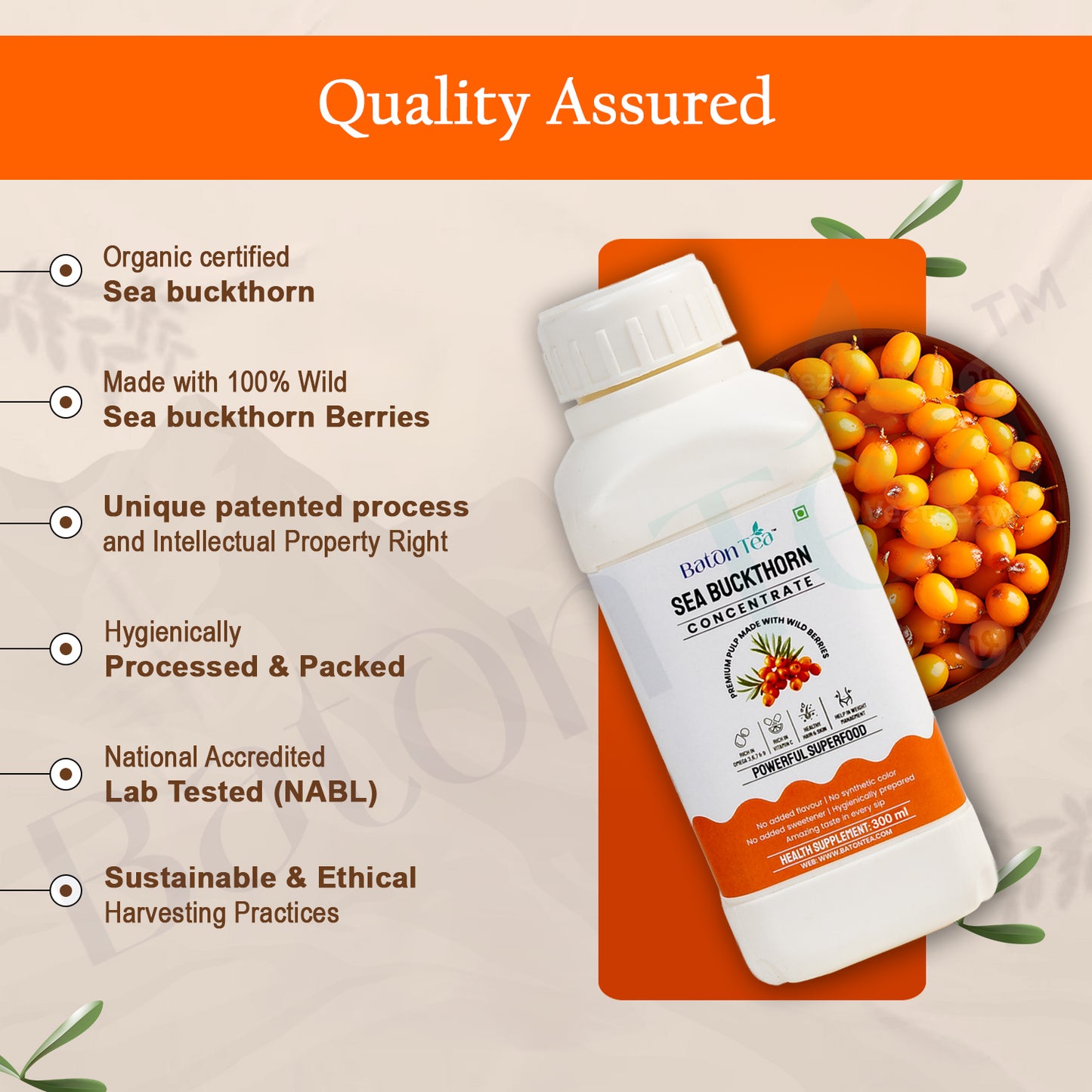 Sea Buckthorn Pulp Juice 300ml – 100% Pure & Organic