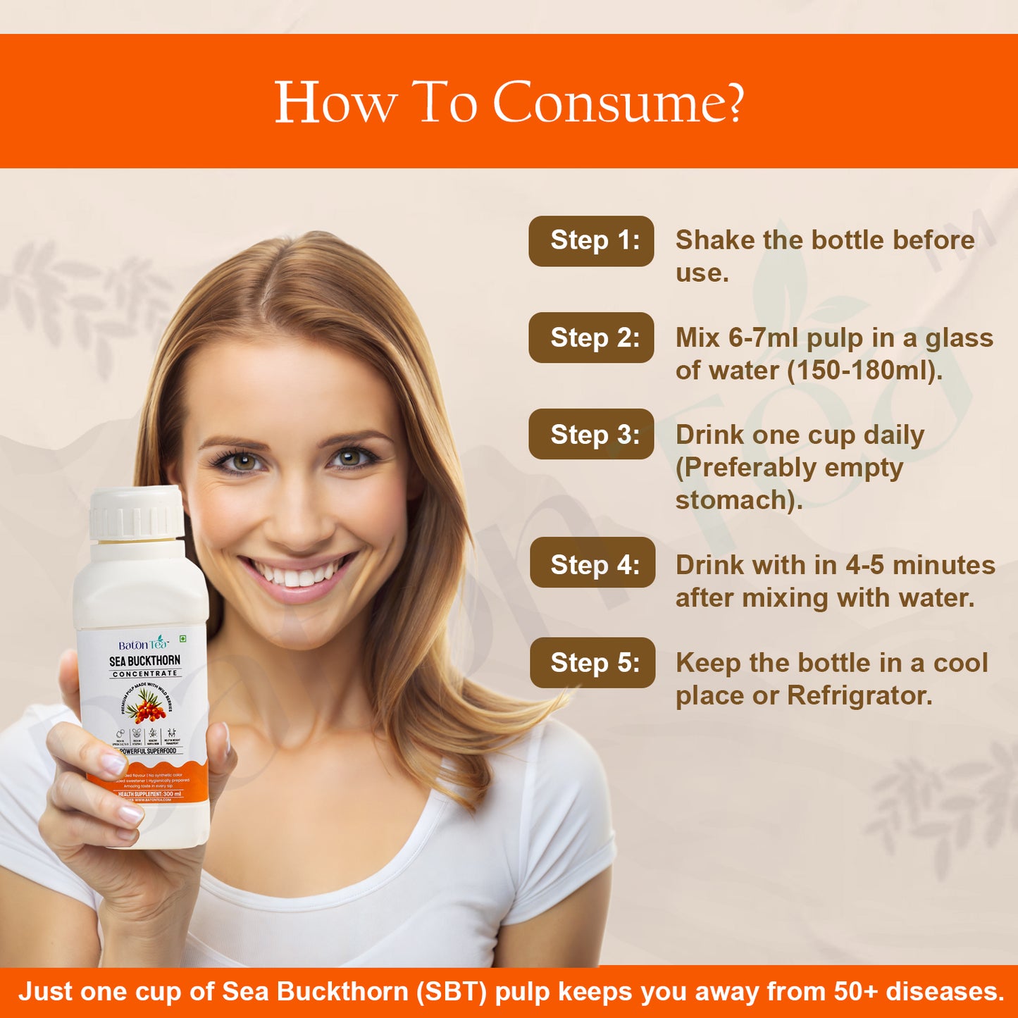 Sea Buckthorn Pulp Juice 300ml – 100% Pure & Organic