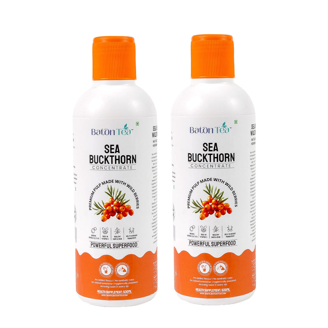 Two bottles of Sea Buckthorn Juice