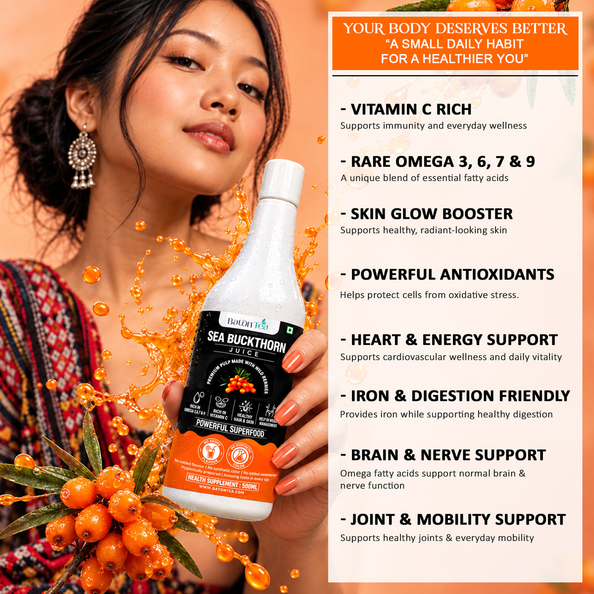 Baton Tea Himalayan Sea Buckthorn Juice 500ml
