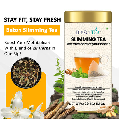 Baton Slimming Tea 30 Tea Bags – Herbal Tea Bags for Weight Management, Natural Detox