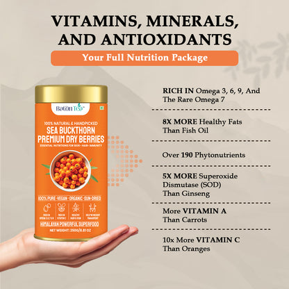 Sea Buckthorn Dry Berries | 100% Pure & Nutrient-Rich | 250 G