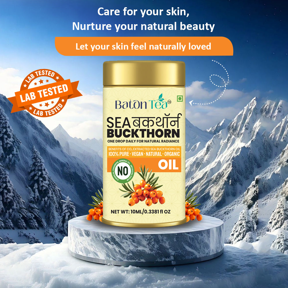 BATON TEA Sea Buckthorn Berry Oil 10ml | Collagen Boosting Face & Hair Oil