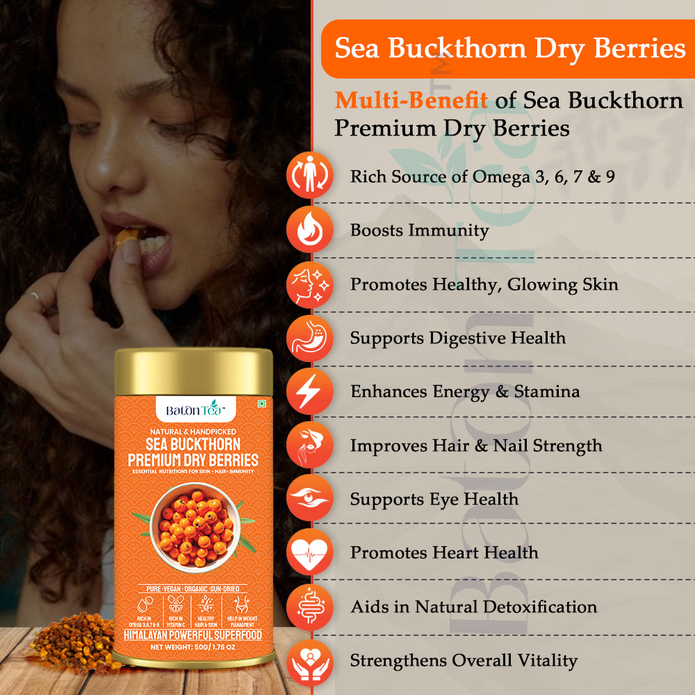 Baton Tea Himalayan Sea Buckthorn Dry Berries from Ladakh