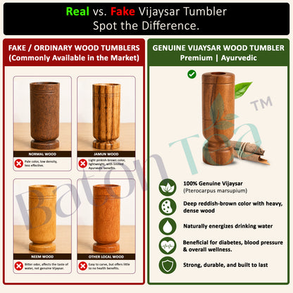 Baton Tea Vijaysar Large Wooden Tumbler – 100% Pure Natural Wooden Water Glass