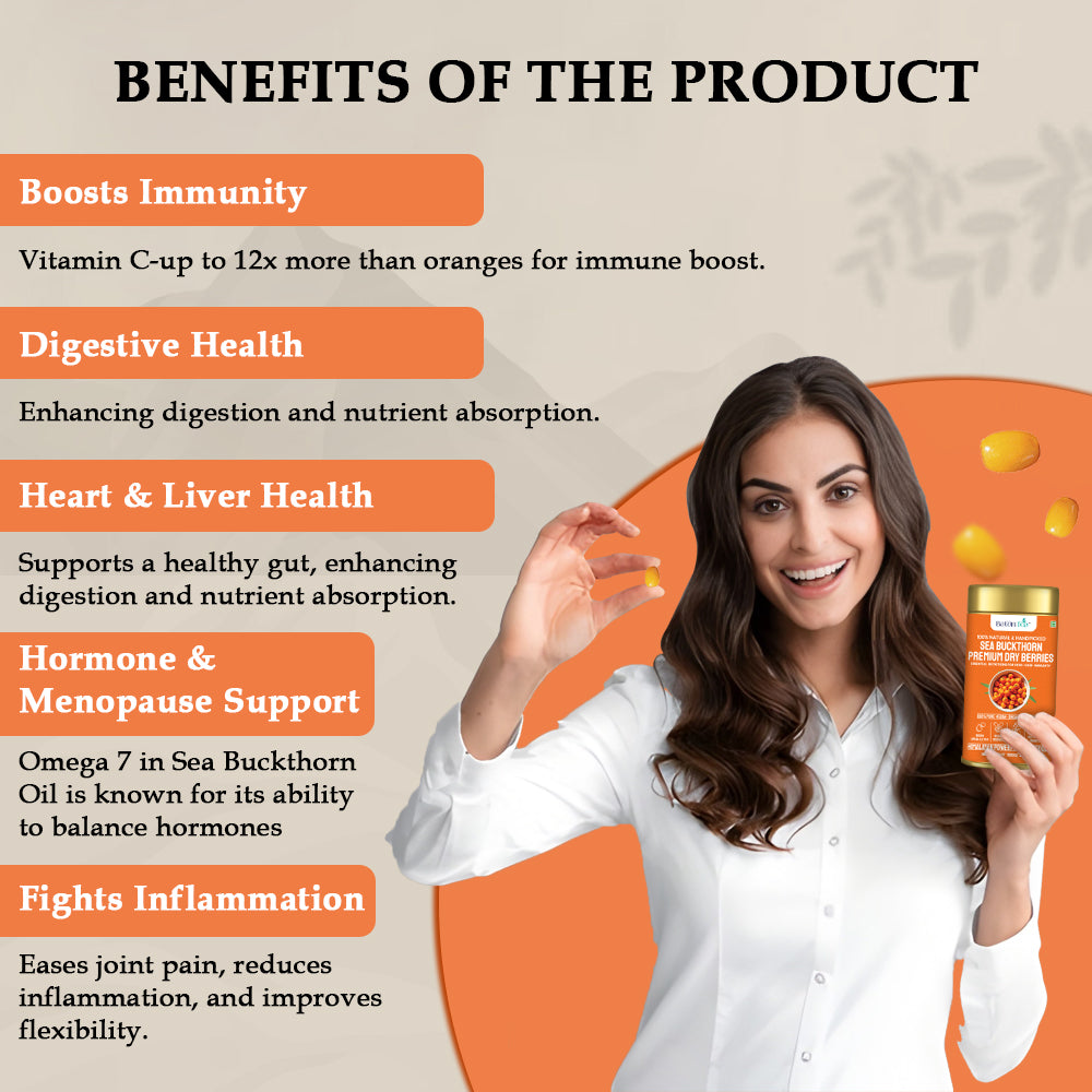 Sea Buckthorn Dry Berries | 100% Pure & Nutrient-Rich | 100GM