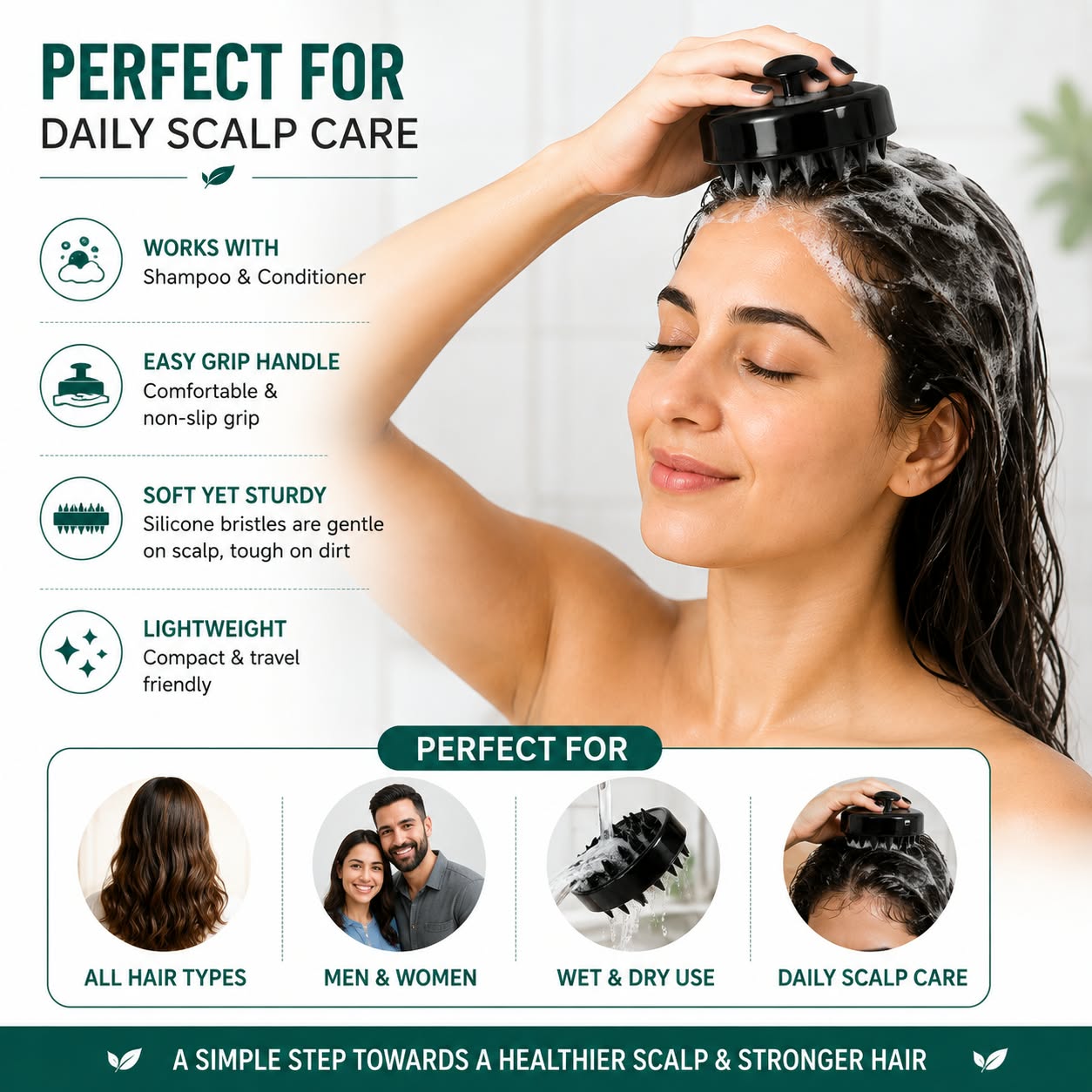 Baton Scalp Massager Shampoo Brush – Silicone Scalp Massage & Hair Care Brush
