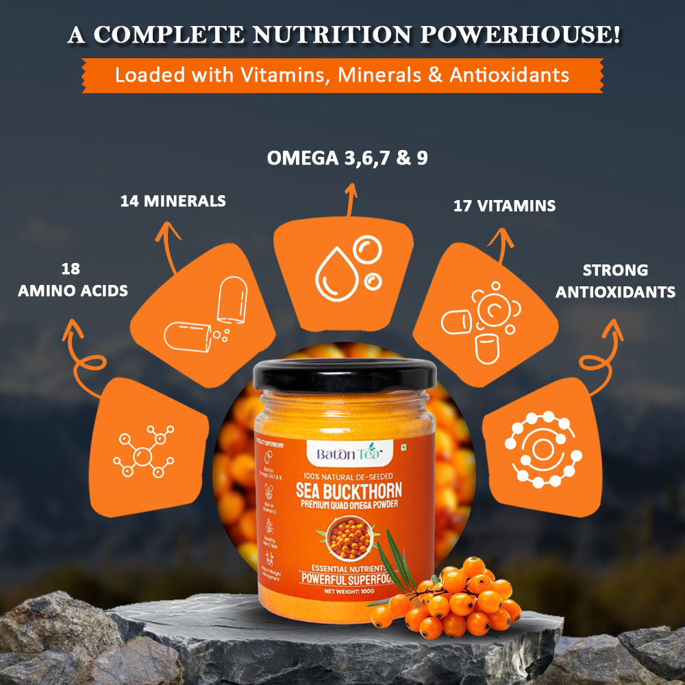 Sea Buckthorn Powder | 100% Pure, Organic & Nutrient-Rich