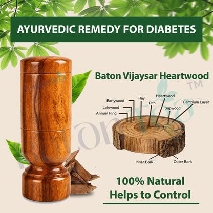 Baton Tea Vijaysar Large Wooden Tumbler – 100% Pure Natural Wooden Water Glass
