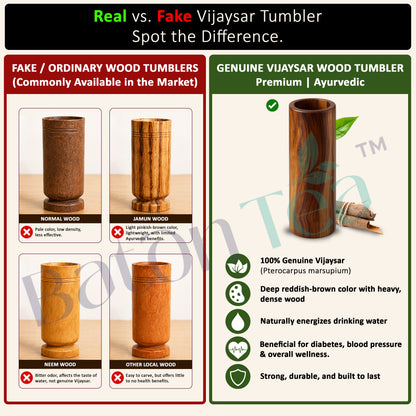Baton Tea Vijaysar Jambo Wooden Tumbler – 100% Pure Natural Wooden Water Glass