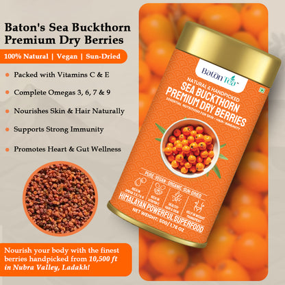 Baton Tea Himalayan Sea Buckthorn Dry Berries from Ladakh