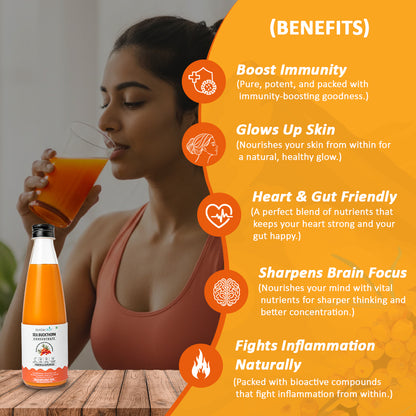 Sea Buckthorn Pulp Glass Bottle – 300ml | 100% Pure, Organic & Nutrient-Rich