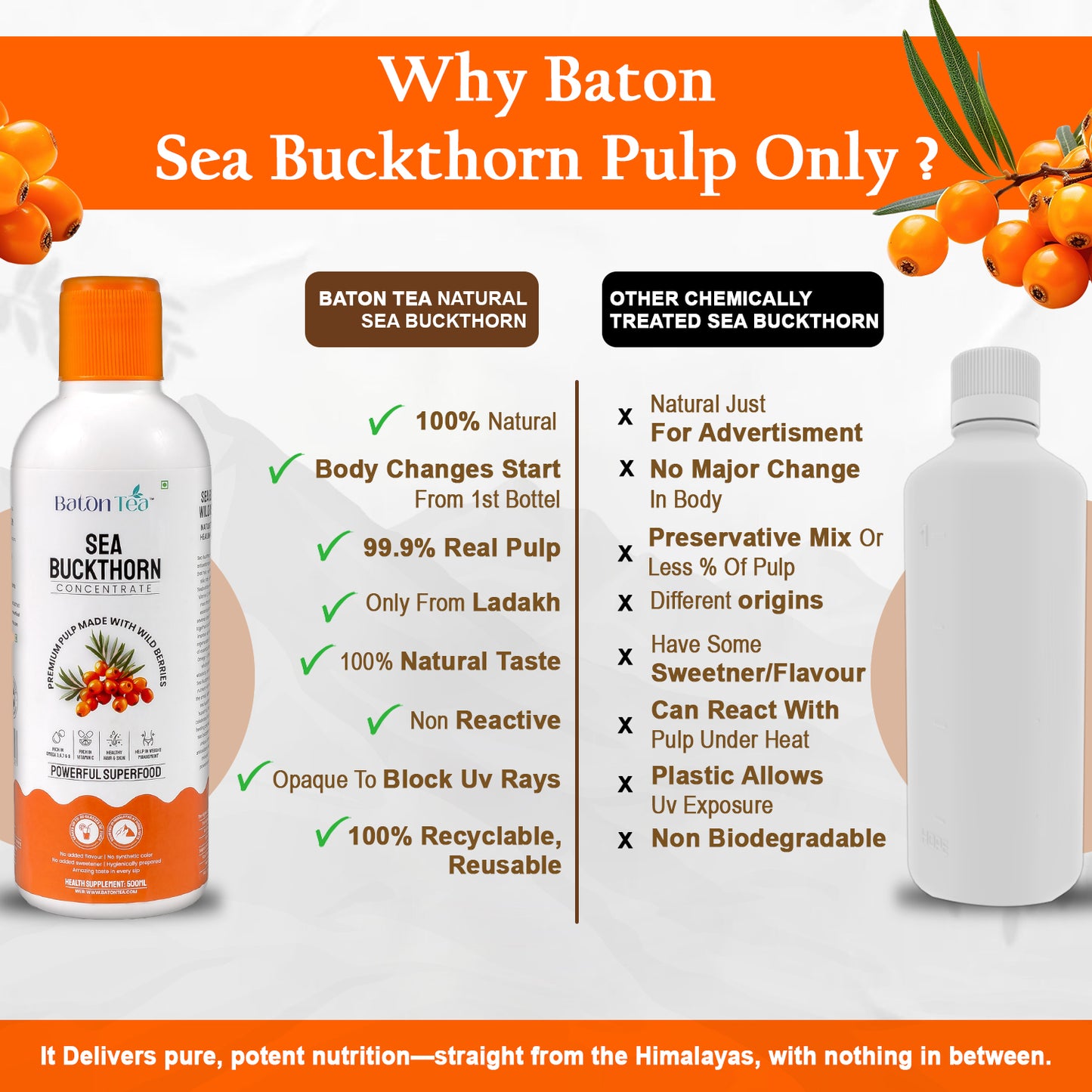 Sea Buckthorn Pulp – 500ml | 100% Pure, Organic & Nutrient-Rich