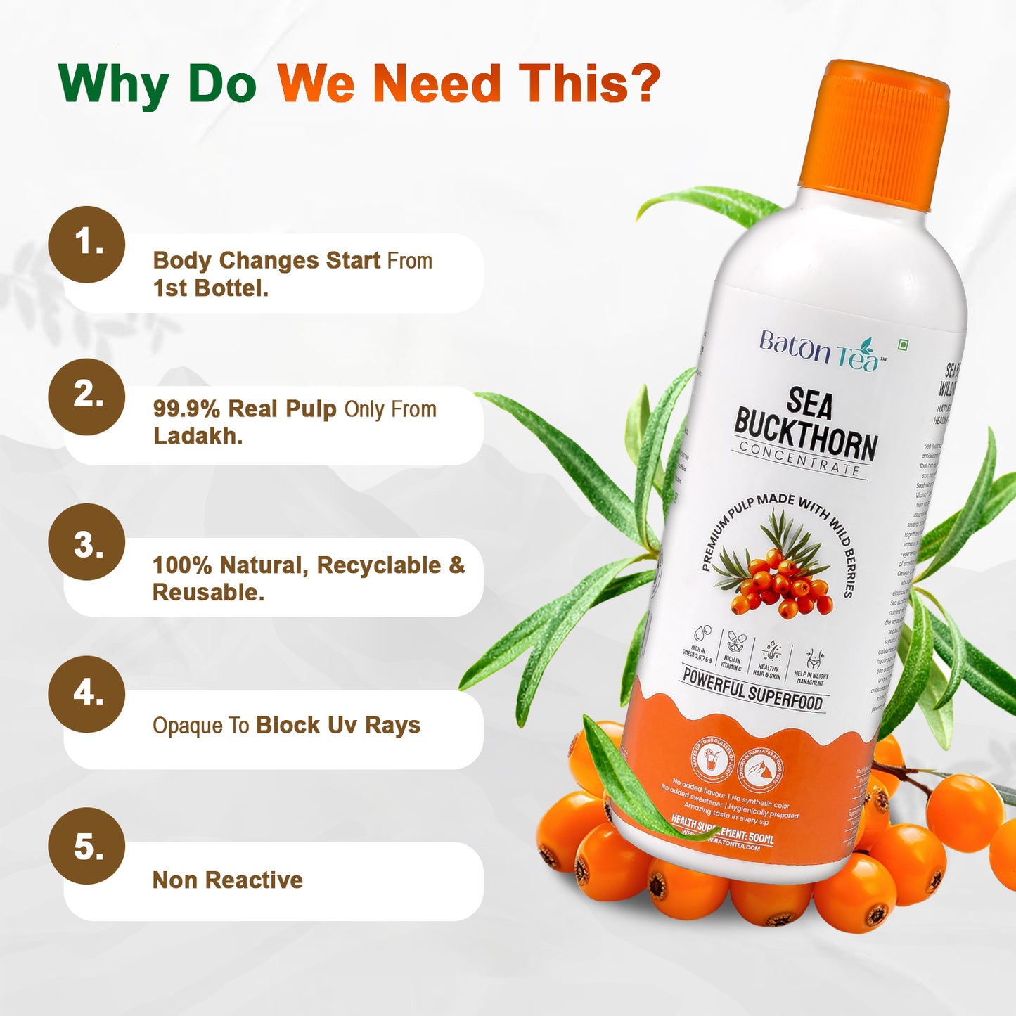 Sea Buckthorn Pulp – 500ml | 100% Pure, Organic & Nutrient-Rich