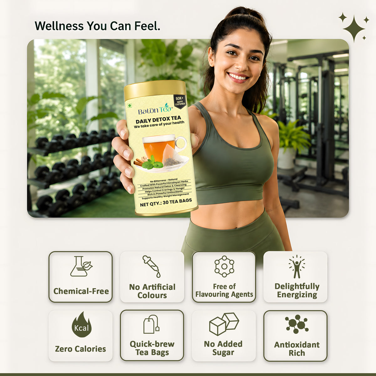 Baton Tea Daily Detox Tea | 18 Natural Herbs & Botanicals | Herbal Tea for Daily Wellness & Metabolism Support