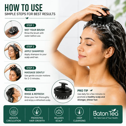 Baton Scalp Massager Shampoo Brush – Silicone Scalp Massage & Hair Care Brush