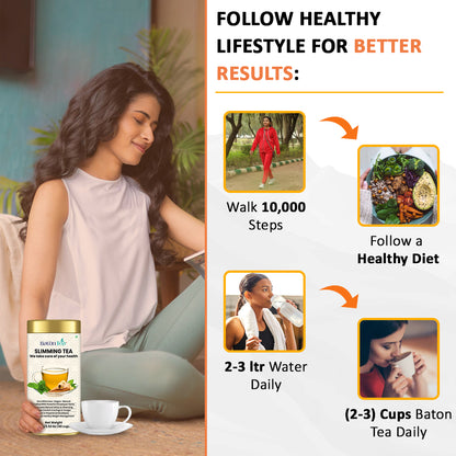 Baton  Slimming Tea 100gm– Herbal Loose Leaf Tea Tin Box for Weight Management & Natural Detox