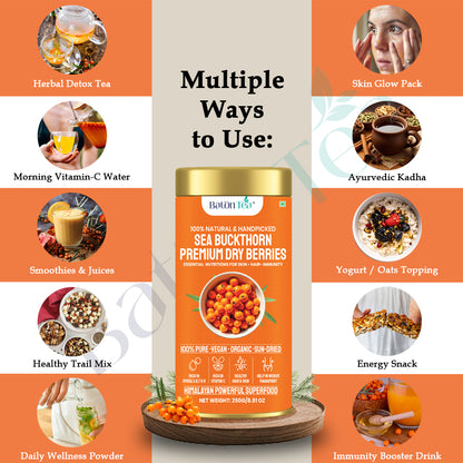 Sea Buckthorn Dry Berries | 100% Pure & Nutrient-Rich | 250 G
