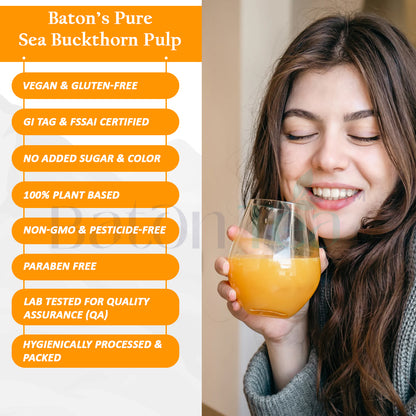 Sea Buckthorn Pulp Bottle – 100ml | 100% Pure, Organic & Nutrient-Rich