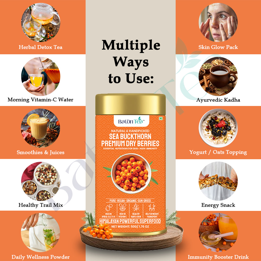 Baton Tea Himalayan Sea Buckthorn Dry Berries from Ladakh