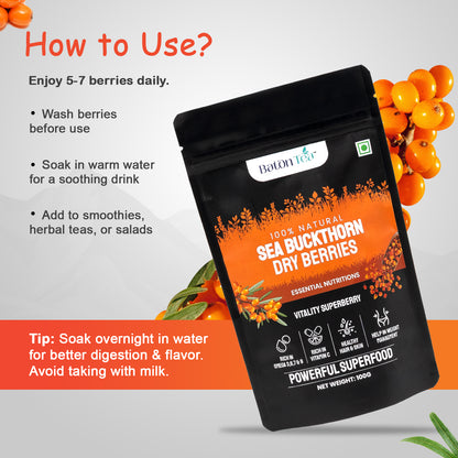 Sea Buckthorn Dry Berries | 100% Pure & Nutrient-Rich | 100GM