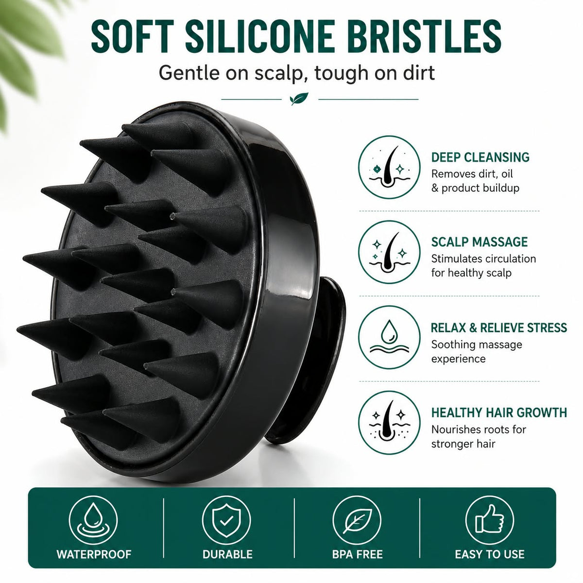 Baton Scalp Massager Shampoo Brush – Silicone Scalp Massage & Hair Care Brush