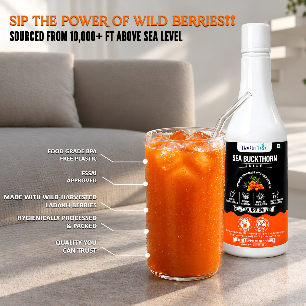 Baton Tea Himalayan Sea Buckthorn Juice 500ml