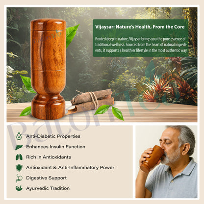 Baton Tea Vijaysar Large Wooden Tumbler – 100% Pure Natural Wooden Water Glass