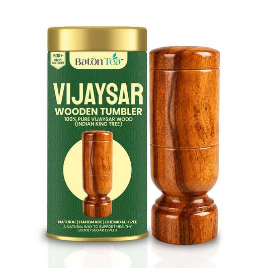 Baton Tea Vijaysar Large Wooden Tumbler – 100% Pure Natural Wooden Water Glass