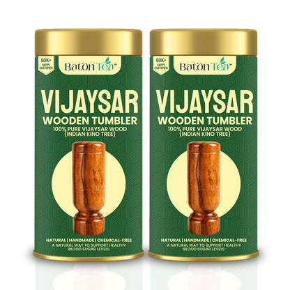 Baton Tea Vijaysar Large Wooden Tumbler – 100% Pure Natural Wooden Water Glass