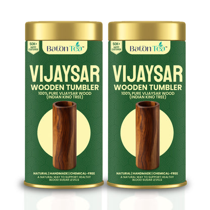 Baton Tea Vijaysar Jambo Wooden Tumbler – 100% Pure Natural Wooden Water Glass