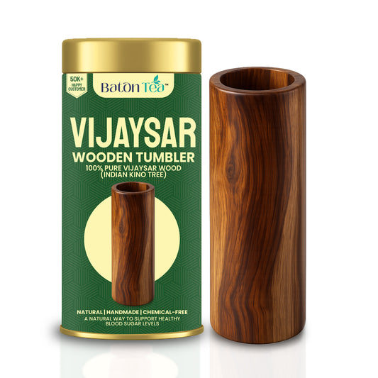 Baton Tea Vijaysar Jambo Wooden Tumbler – 100% Pure Natural Wooden Water Glass