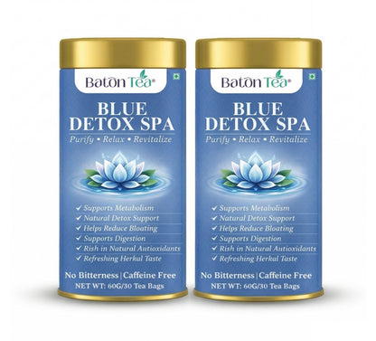 Two cans of Baton Tea Blue Tea
