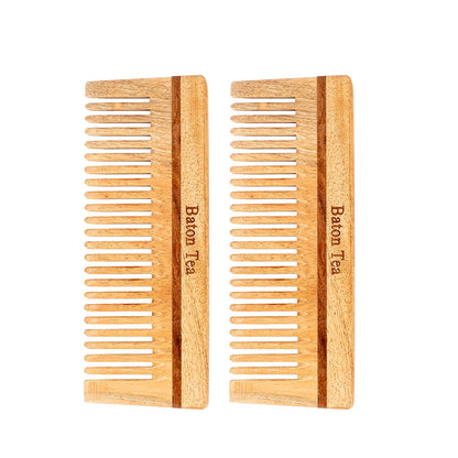 Baton 100% Pure Neem Wood Comb for Hair Growth & Dandruff Control | Anti-Static, Eco-Friendly & Gentle on Scalp | Ideal for Men & Women | Handmade Herbal Hair Comb