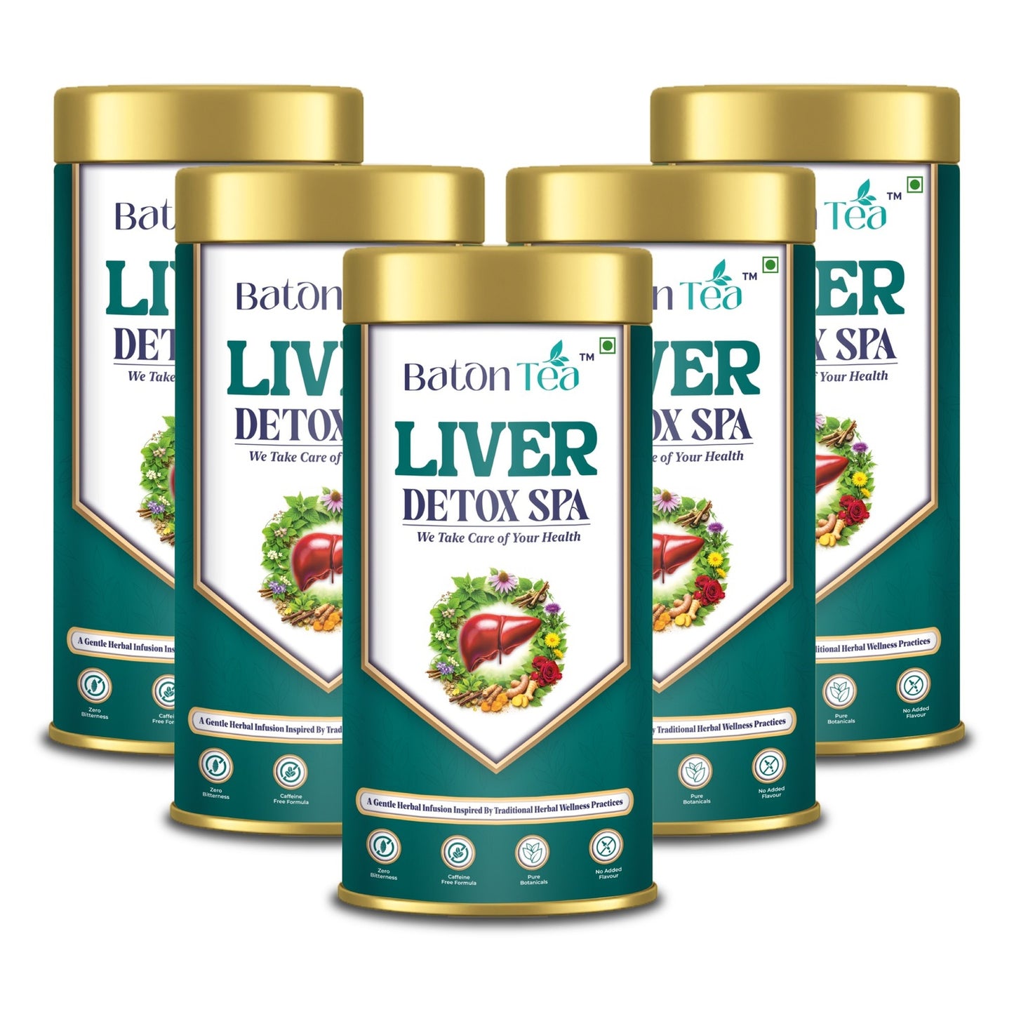 Five containers of Baton Tea Liver Detox Spa