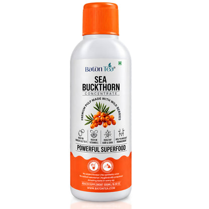 Baton Tea Sea Buckthorn Concentrate Plastic Bottle- Vitamin C Rich Superfood Juice | Natural Antioxidant Drink