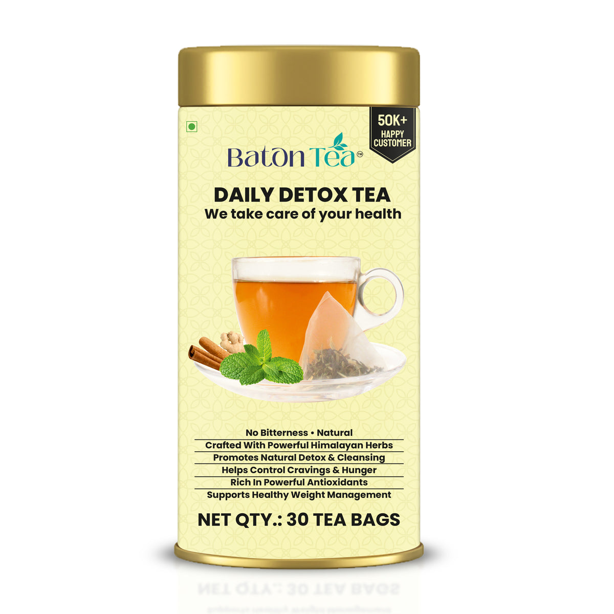 Baton Tea Daily Detox Tea | 18 Natural Herbs & Botanicals | Herbal Tea for Daily Wellness & Metabolism Support