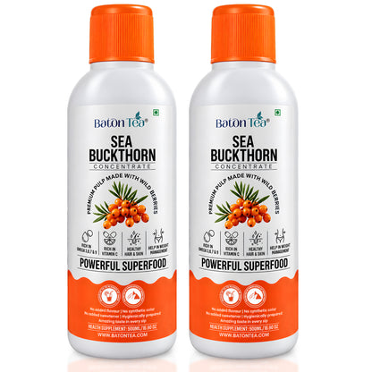Baton Tea Sea Buckthorn Concentrate Plastic Bottle- Vitamin C Rich Superfood Juice | Natural Antioxidant Drink