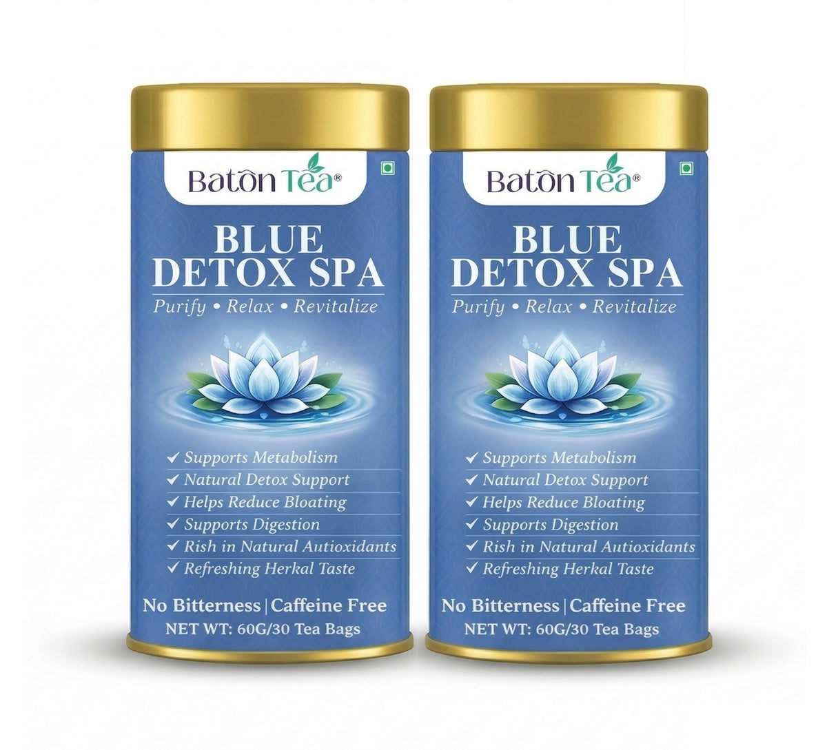 Baton Tea Blue Detox Tea – Natural Herbal Detox Tea, Caffeine-Free & Antioxidant-Rich