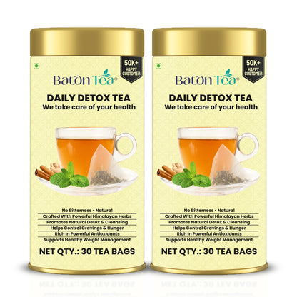 Baton Tea Daily Detox Tea | 18 Natural Herbs & Botanicals | Herbal Tea for Daily Wellness & Metabolism Support