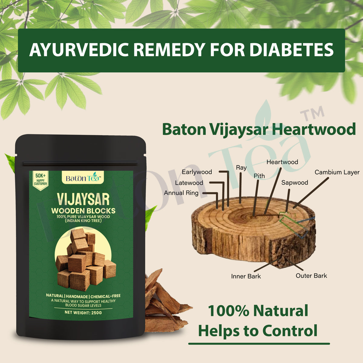 Baton Tea Vijaysar Wooden Blocks – Indian Kino Wood